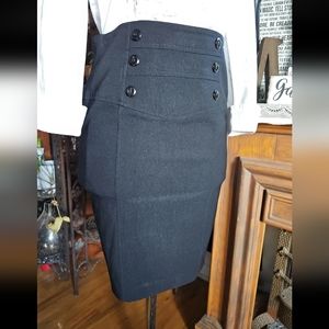 Juniors B WEAR Black Pencil Skirt Size 9 Stretchy Button Detail